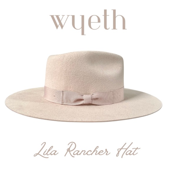 Wyeth Accessories - WYETH 100% Wool Stiff Flat Brim Lila Rancher’s Hat in Soft Blush NWOT